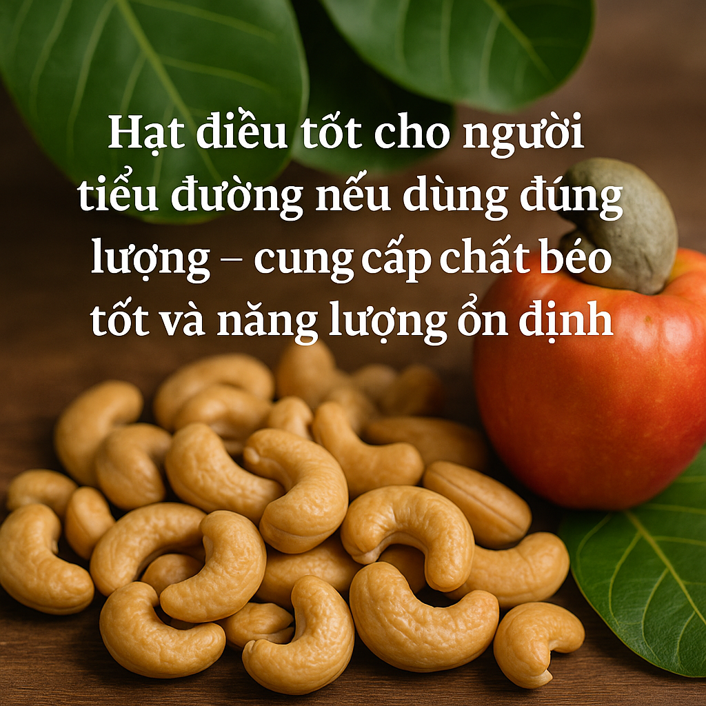 Hạt điều tốt cho người tiểu đường nếu dùng đúng lượng– cung cấp chất béo tốt và năng lượng ổn định